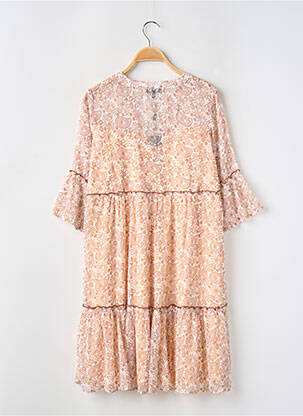 Robe mi-longue manches 3/4 manches 3/4 orange CHARLOTT' femme