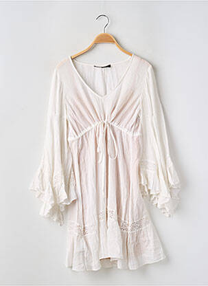 Robe courte coupe évasée manches longues beige BCBGMAXAZRIA femme