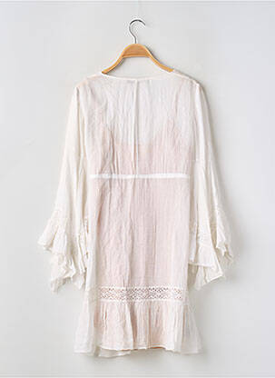 Robe courte coupe évasée manches longues beige BCBGMAXAZRIA femme