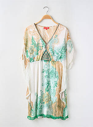 Robe courte coupe fluide manches courtes beige DERHY femme