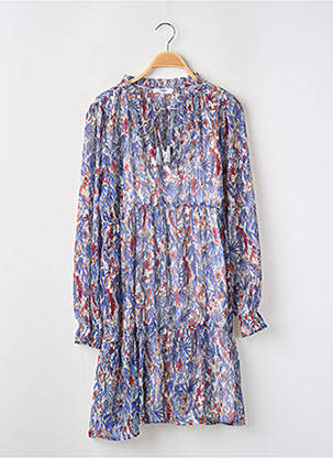 Robe courte coupe évasée manches longues bleu SUNCOO femme