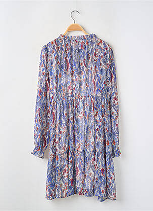 Robe courte coupe évasée manches longues bleu SUNCOO femme