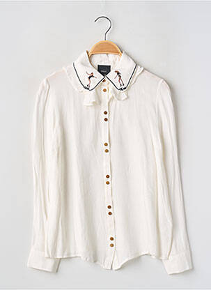 Chemisier tissage crêpe manches longues blanc IDANO femme