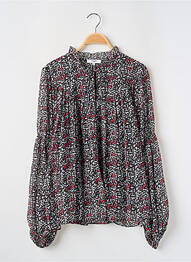 Blouse légère et transparente manches longues noir SUNCOO femme