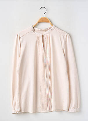 Blouse col rond manches longues beige AKOZ femme