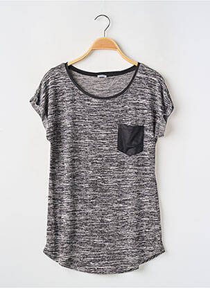 Pull tissage chiné manches courtes gris PIMKIE femme