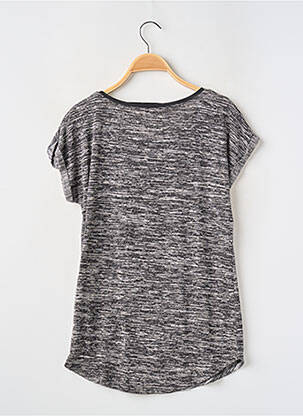 Pull tissage chiné manches courtes gris PIMKIE femme