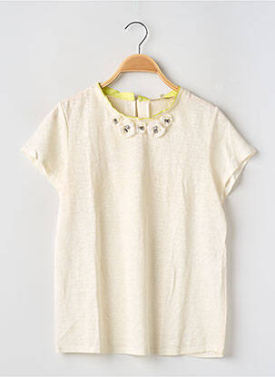 Top coupe fluide manches courtes beige MAJE femme