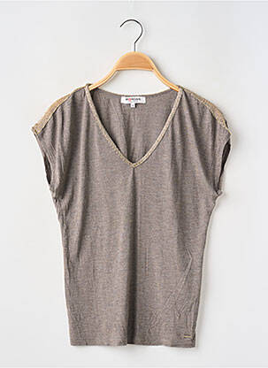 Top coupe fluide manches courtes gris MORGAN femme