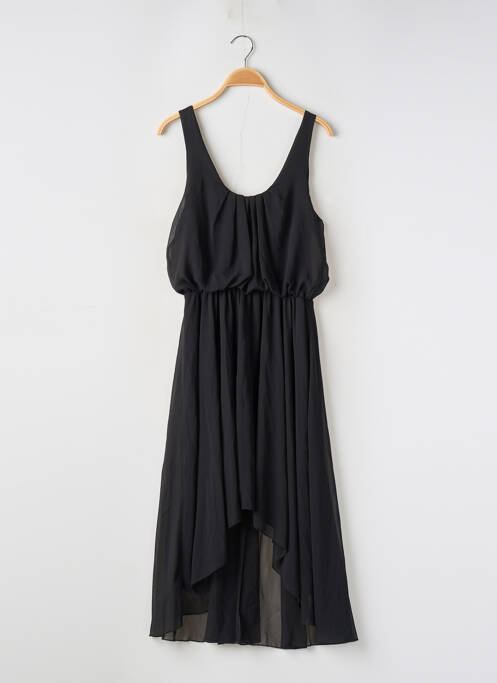 Robe mi-longue tissage crêpe sans manche noir VINTAGE LOVE femme