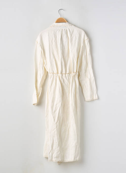 Robe mi-longue coupe fluide manches longues beige ZARA femme