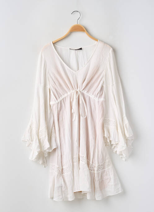 Robe courte coupe évasée manches longues beige BCBGMAXAZRIA femme