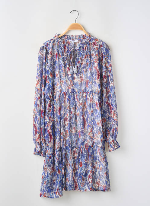 Robe courte coupe évasée manches longues bleu SUNCOO femme