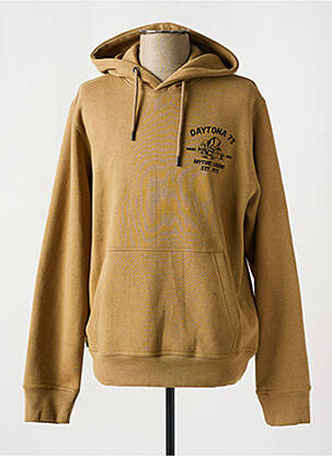Sweat-shirt à capuche poches manches longues beige DAYTONA homme