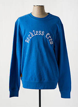 Sweat-shirt broderie manches longues bleu DAYTONA homme