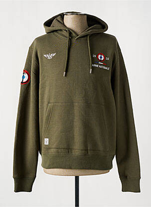 Sweat-shirt à capuche vert MARINE NATIONALE pour homme
