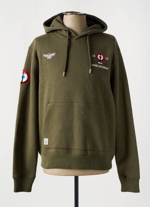 Sweat-shirt à capuche vert MARINE NATIONALE pour homme