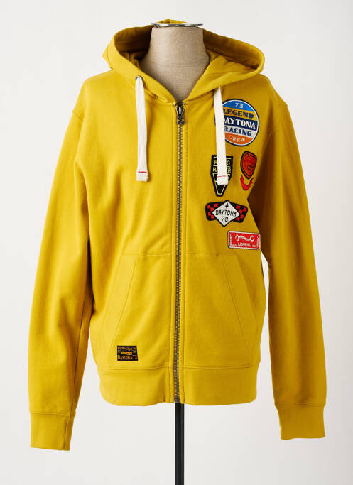 Sweat-shirt à capuche jaune DAYTONA pour homme