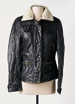 Veste en cuir fourrure synthétique noir ROSE GARDEN femme