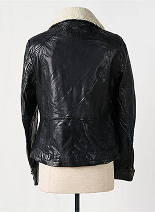 Veste en cuir fourrure synthétique noir ROSE GARDEN femme