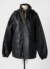 Veste en cuir noir ROSE GARDEN pour femme seconde vue