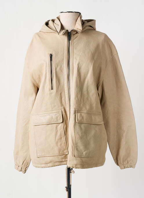 Veste en cuir beige ROSE GARDEN pour femme