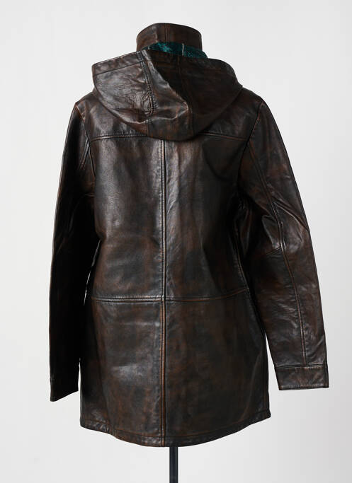 Veste en cuir marron ROSE GARDEN pour femme