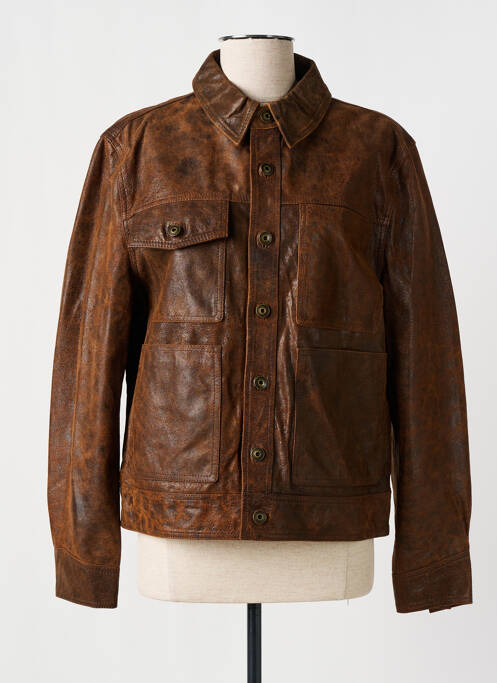 Veste en cuir marron ROSE GARDEN pour femme