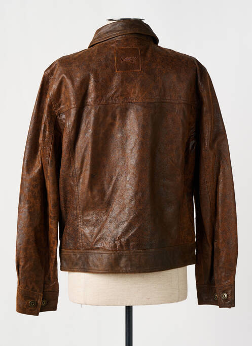 Veste en cuir marron ROSE GARDEN pour femme