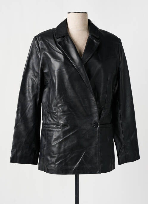 Veste en cuir noir ROSE GARDEN pour femme