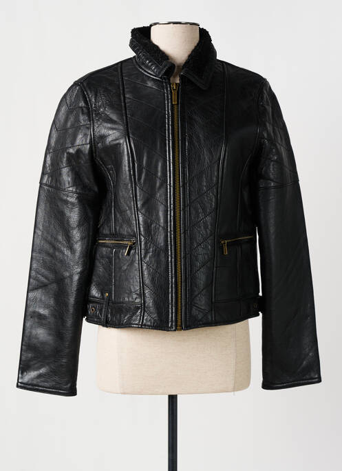 Veste en cuir noir ROSE GARDEN pour femme