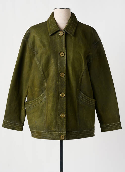Veste en cuir vert ROSE GARDEN pour femme