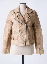Veste en cuir poches beige ROSE GARDEN femme