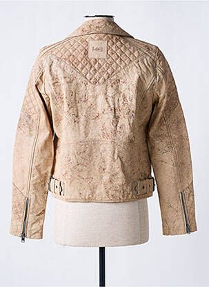 Veste en cuir poches beige ROSE GARDEN femme