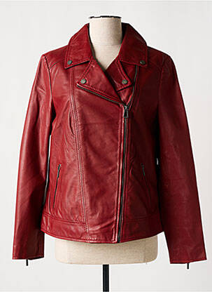 Veste en cuir poches rouge ROSE GARDEN femme