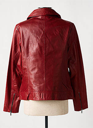 Veste en cuir poches rouge ROSE GARDEN femme