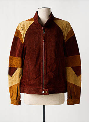 Veste en cuir poches marron ROSE GARDEN femme
