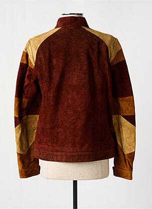 Veste en cuir poches marron ROSE GARDEN femme