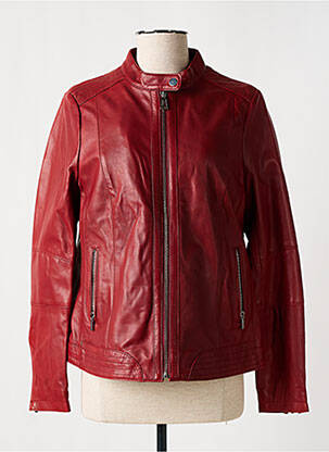Veste en cuir poches rouge ROSE GARDEN femme