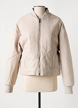 Veste en cuir poches beige ROSE GARDEN femme