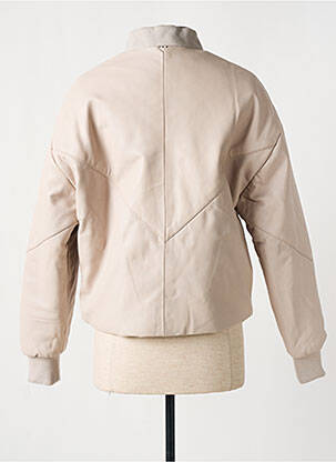 Veste en cuir poches beige ROSE GARDEN femme