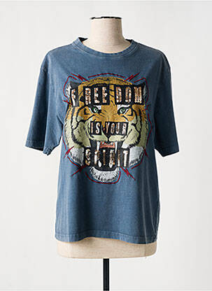 T-shirt coupe droite manches courtes bleu ROSE GARDEN femme