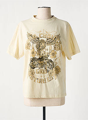 T-shirt imprimé fantaisie manches courtes beige ROSE GARDEN femme