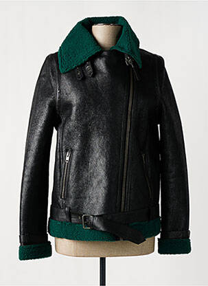 Veste en cuir poches noir ROSE GARDEN femme