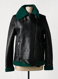 Veste en cuir poches noir ROSE GARDEN femme