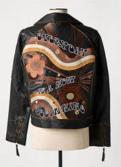 Veste en cuir marron ROSE GARDEN pour femme seconde vue