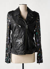 Veste en cuir noir ROSE GARDEN pour femme seconde vue