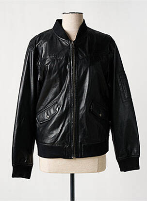 Veste en cuir poches noir ROSE GARDEN femme