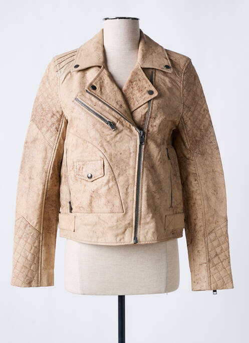 Veste en cuir beige ROSE GARDEN pour femme