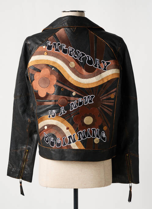 Veste en cuir marron ROSE GARDEN pour femme